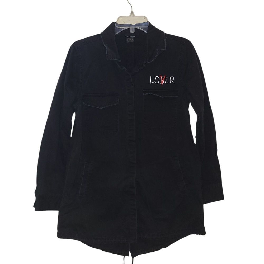 IT  Black Utility Button Up Shirt Size M